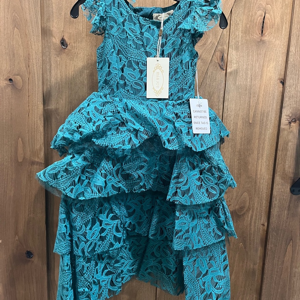Joyfolie Azalea in Teal Lace Dress with Ruffles girls size 3